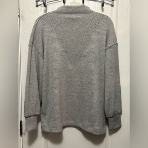 Loft Ribbed Mock Neck pullover sweater women’s Large Gray preppy cozy retro NWT